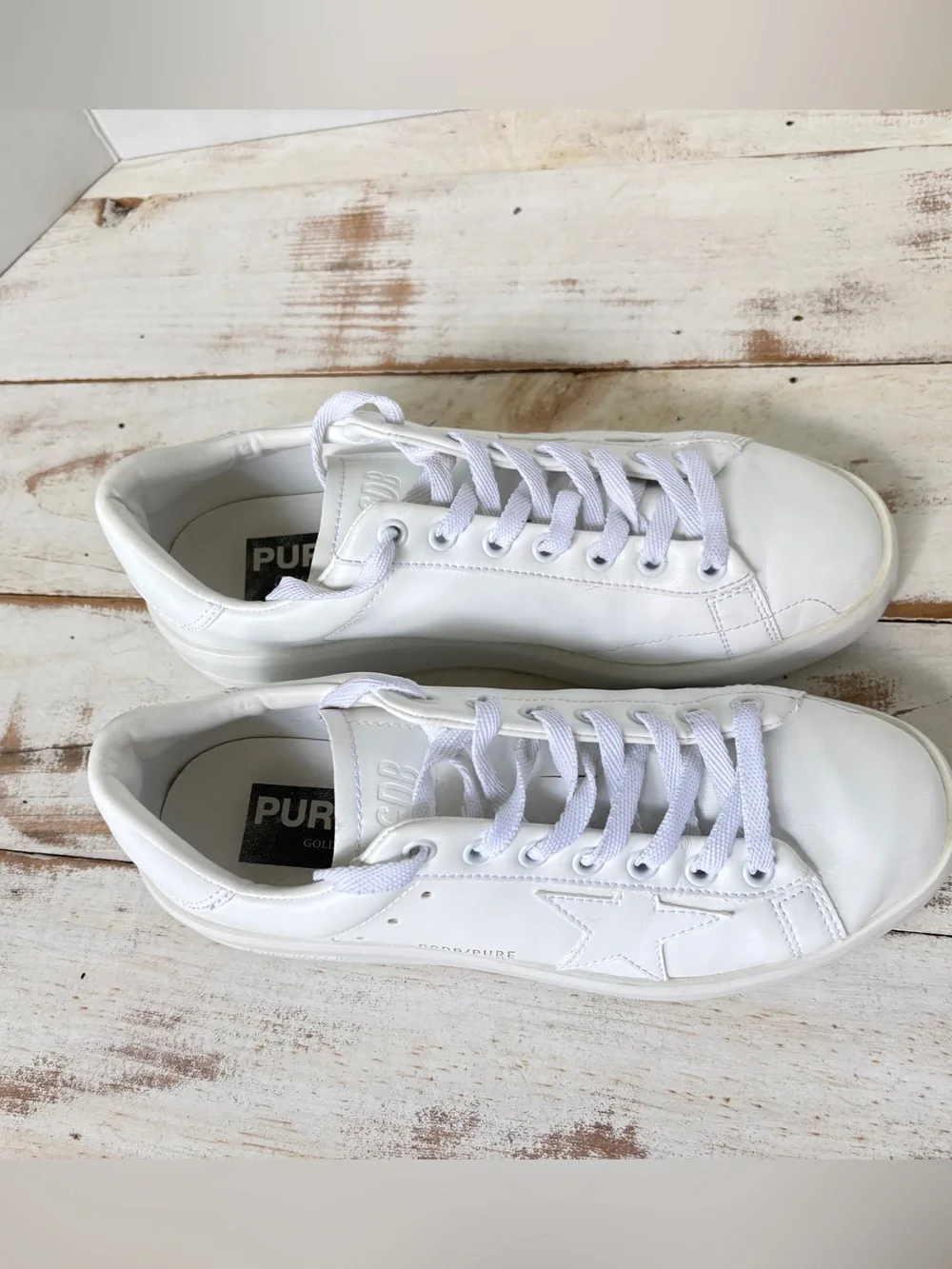 Golden Goose Pure-Star Bio-Based Sneakers white 38 vegan luxury minimalist EUC